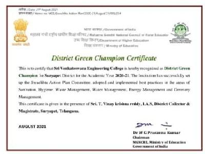 DISTRICT GREEN CHAMPION AWARD